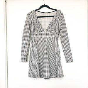Long sleeve plunge neckline mini dress